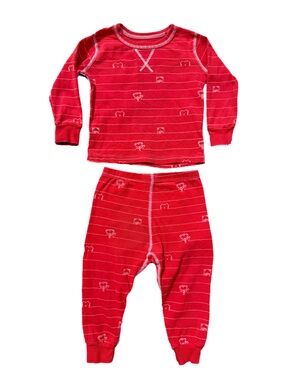 Pact Organic DISCOUNTED Cotton Kids Red Pajama Set 2pc Snug Fit Boy Girl GN 2t